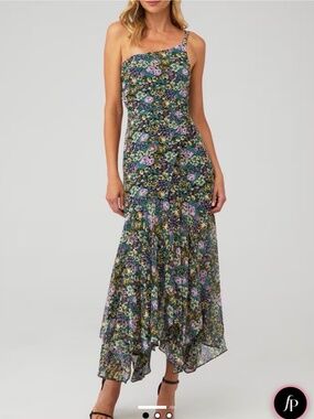 NWT ASTR The Label Malvina One Shoulder Floral Midi Dress Size M